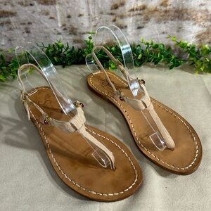 Sandiali Siniscalchi Stone Embellished Italian Leather Sandals  Size 7 us  38 eu